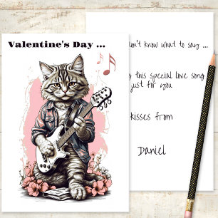 Cat Love Song Muzikant Happy Valentine's Day Kaart
