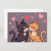 Cat Love Valentijn's Day Briefkaart (Voorkant / Achterkant)