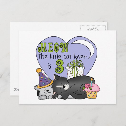 Cat Lover 3e Verjaardag T shirten en geschenken Briefkaart (Voorkant / Achterkant)
