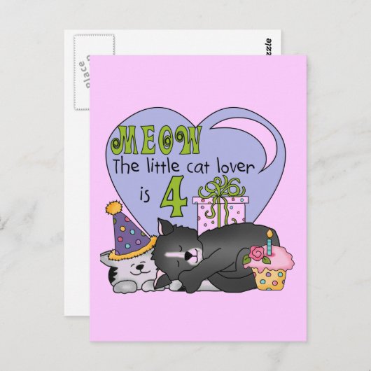 Cat Lover 4e verjaardag T-shirts en geschenken Briefkaart (Voorkant / Achterkant)