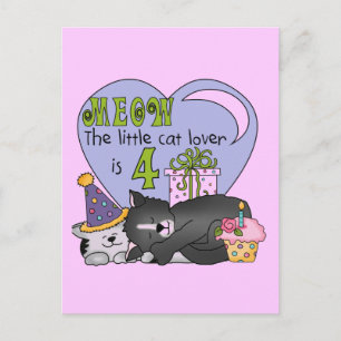 Cat Lover 4e verjaardag T-shirts en geschenken Briefkaart