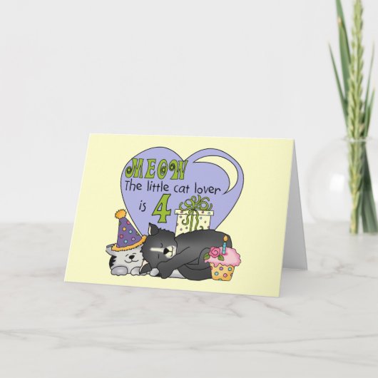 Cat Lover 4e verjaardag T-shirts en geschenken Kaart (Voorkant)