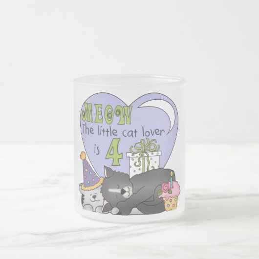 Cat Lover 4e verjaardag T-shirts en geschenken Matglas Koffiemok (Center)