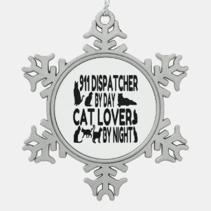 Cat Lover 911 Dispatcher Tin Sneeuwvlok Ornament
