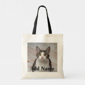 Cat Lover Aangepaste Foto en Naam Gepersonaliseerd Tote Bag (Achterkant)