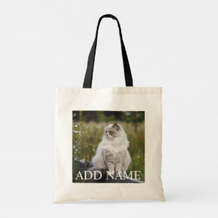 Cat Lover Aangepaste Foto en Naam Gepersonaliseerd Tote Bag