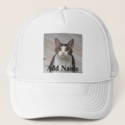 Cat Lover Aangepaste Foto en Naam Gepersonaliseerd Trucker Pet (Voorkant)