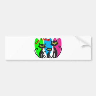 Cat Lover-cadeaus—unieke katten—heldere kleure Bumpersticker