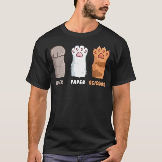 Cat Lover Cat Owner Funny Cat Rock Paper Scissors T-shirt (Voorkant)