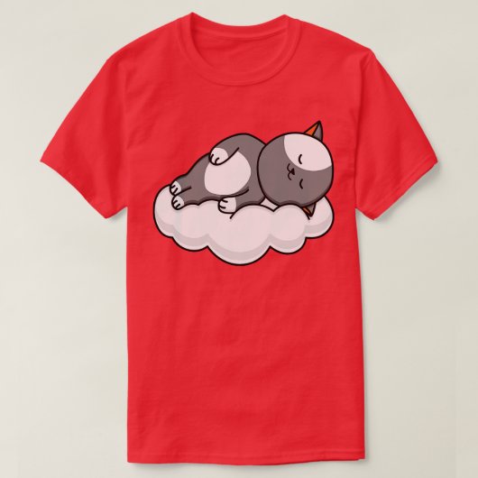 Cat Lover Cat Slaapend op Cloud T-shirt (Design voorkant)