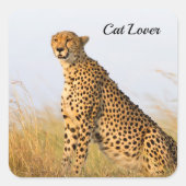 Cat lover cheetah foto vierkante sticker (Voorkant)