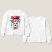 Cat Lover Cute Sweet Chaos Girls Tee (Motif Recto et Verso)