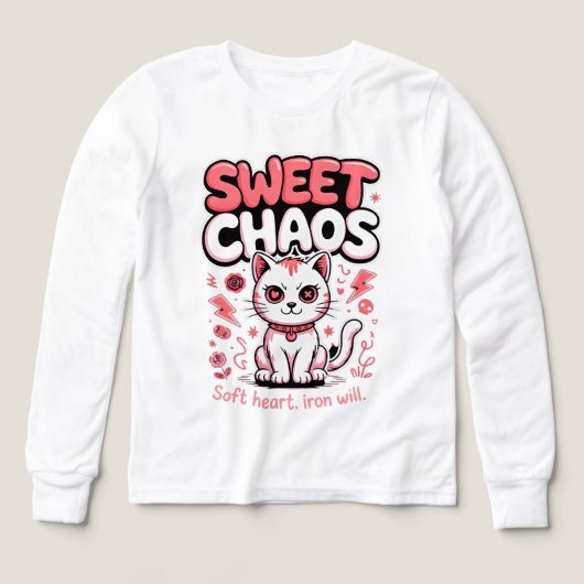 Cat Lover Cute Sweet Chaos Girls Tee (Motif recto)