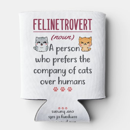 Cat Lover Definition Funny Gezegde Introvert Blikjeskoeler (Achterkant)