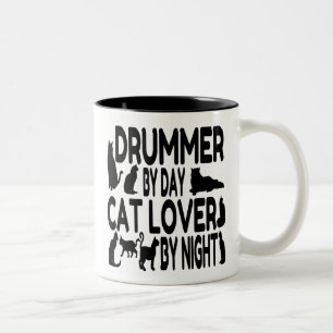 Cat Lover Drummer Tweekleurige Koffiemok