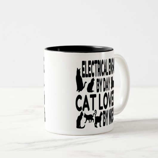 Cat Lover Elektrotechnicus Tweekleurige Koffiemok (Voorkant rechts)