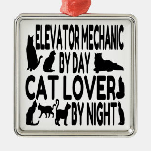 Cat Lover Elevator Mechanic Metalen Ornament