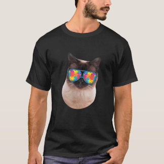 Cat Lover Gifts Funny Autism Awareness Siamese T-shirt