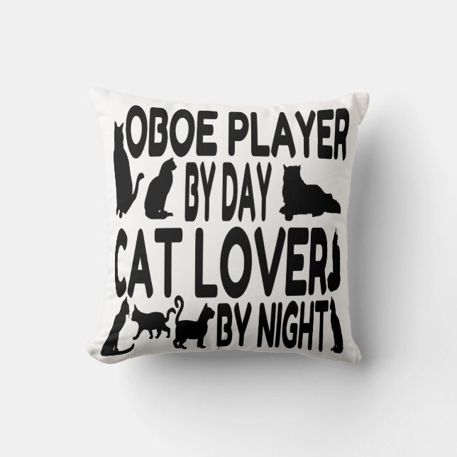 Cat Lover Oboe Player Kussen (Voorkant)