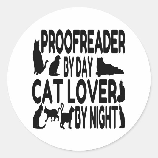 Cat Lover Proofreader Ronde Sticker (Voorkant)