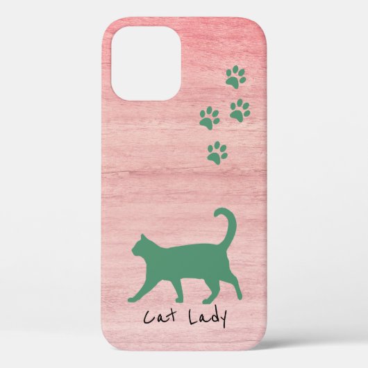 Cat Lover Rustic Pink Wood Textuur  Case-Mate iPhone Case (Achterkant)