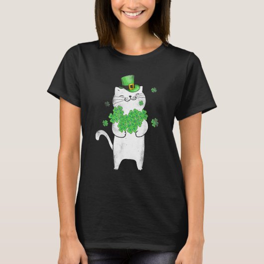 Cat Lover Shamrock St Patrick S Day Cat Leprechaun T-shirt (Voorkant)