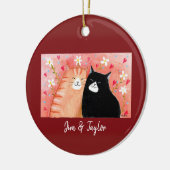 Cat Lover Sinaasappel Tabby Tuxedo Cat Custom Name Keramisch Ornament (Links)