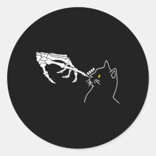 Cat Lover Skeleton Hand Boop Funny Halloween Cat M Ronde Sticker