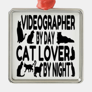 Cat Lover Videographer Metalen Ornament