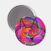Cat Lovers abstracte kunstgeschenken Magneet (Voorkant / Achterkant)