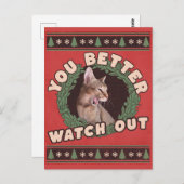 Cat Lover's Better Watch out Funny Kerstmis Briefkaart (Voorkant / Achterkant)