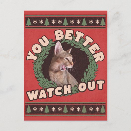 Cat Lover's Better Watch out Funny Kerstmis Briefkaart (Voorkant)