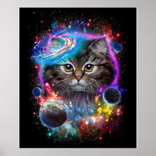 Cat Lovers   Cat In Galaxy Space Cosmos Poster