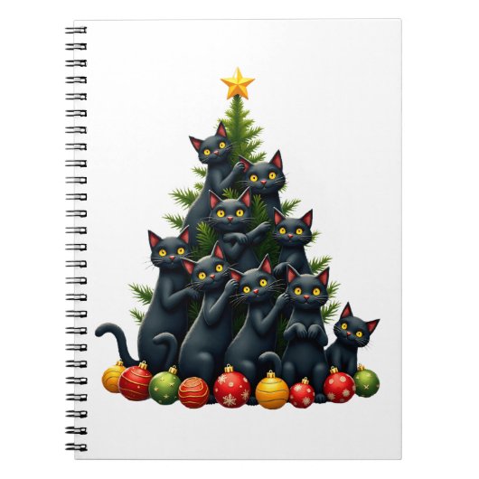 Cat Lovers Cute and Funny Holiday Tree Christmas 3 Notitieboek (Voorkant)