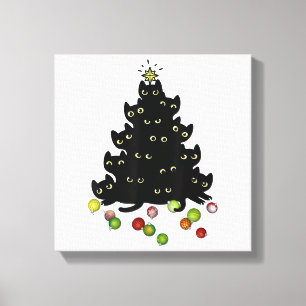 Cat Lovers Cute and Funny Holiday Tree Kerstmis Canvas Afdruk