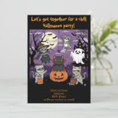 Cat Lovers Halloween Uitnodiging (Staand voorkant)
