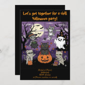 Cat Lovers Halloween Uitnodiging (Voorkant / Achterkant)