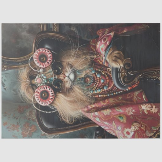 Cat Lovers Hippie Stijl Decoupage Tissuepapier (Voorkant)