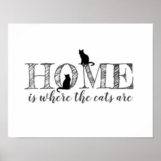 Cat Lovers Home Quote Minimalist Zwart-wit Poster (Voorkant)