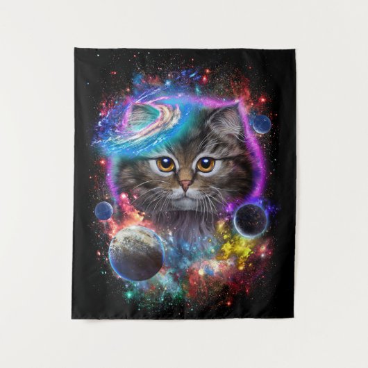 Cat Lovers | Kat in de Galaxy Space Cosmos Wandkleed (Voorkant)