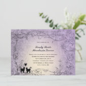 Cat Lovers  Lavendel Vintage bruiloft Kaart (Staand voorkant)