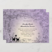 Cat Lovers  Lavendel Vintage bruiloft Kaart (Voorkant / Achterkant)