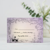 Cat Lovers  Lavender RSVP Kaartje (Staand voorkant)