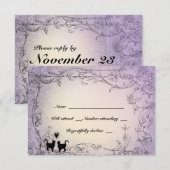 Cat Lovers  Lavender RSVP Kaartje (Voorkant / Achterkant)