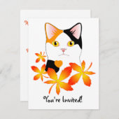 Cat Lover's  uitnodiging Japans Kat (Voorkant / Achterkant)