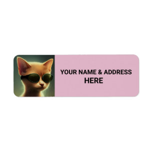 CAT LUNETTES DE SOLEIL ROSE Étiquettes d'adresse d