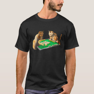 Cat Mahjong Funny T-Shirt met Letters, Mannen