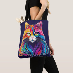 Cat Maine Coon Portret Regenboog Kleuren Draagtas