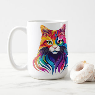 Cat Maine Coon Portret Regenboog Kleuren Koffiemok