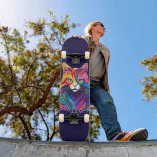 Cat Maine Coon Portret Regenboog Kleuren Skateboard